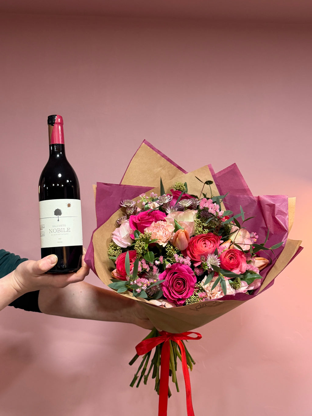 "The Perfect Pair" Bouquet and Bottle