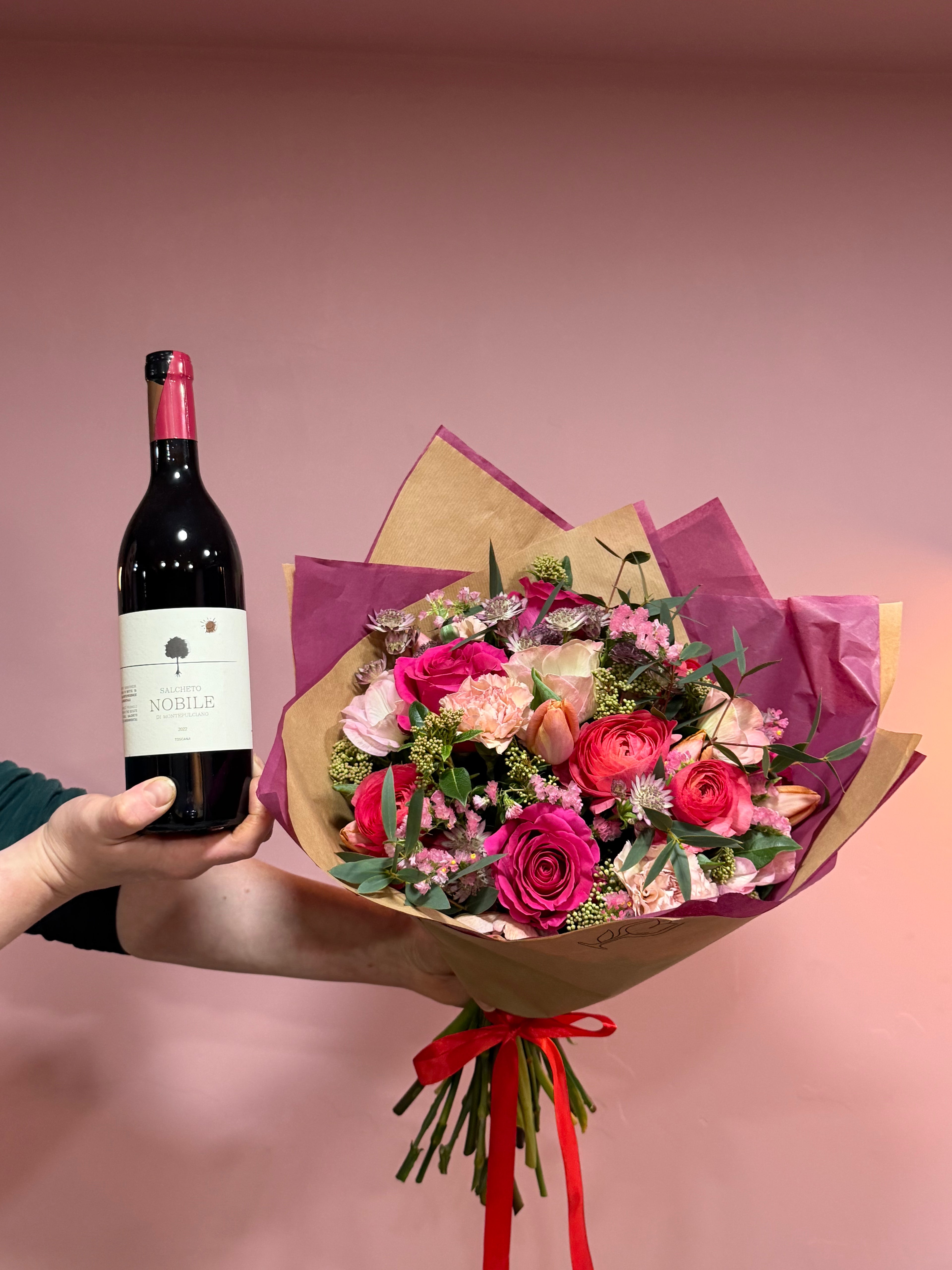 "The Perfect Pair" Bouquet and Bottle