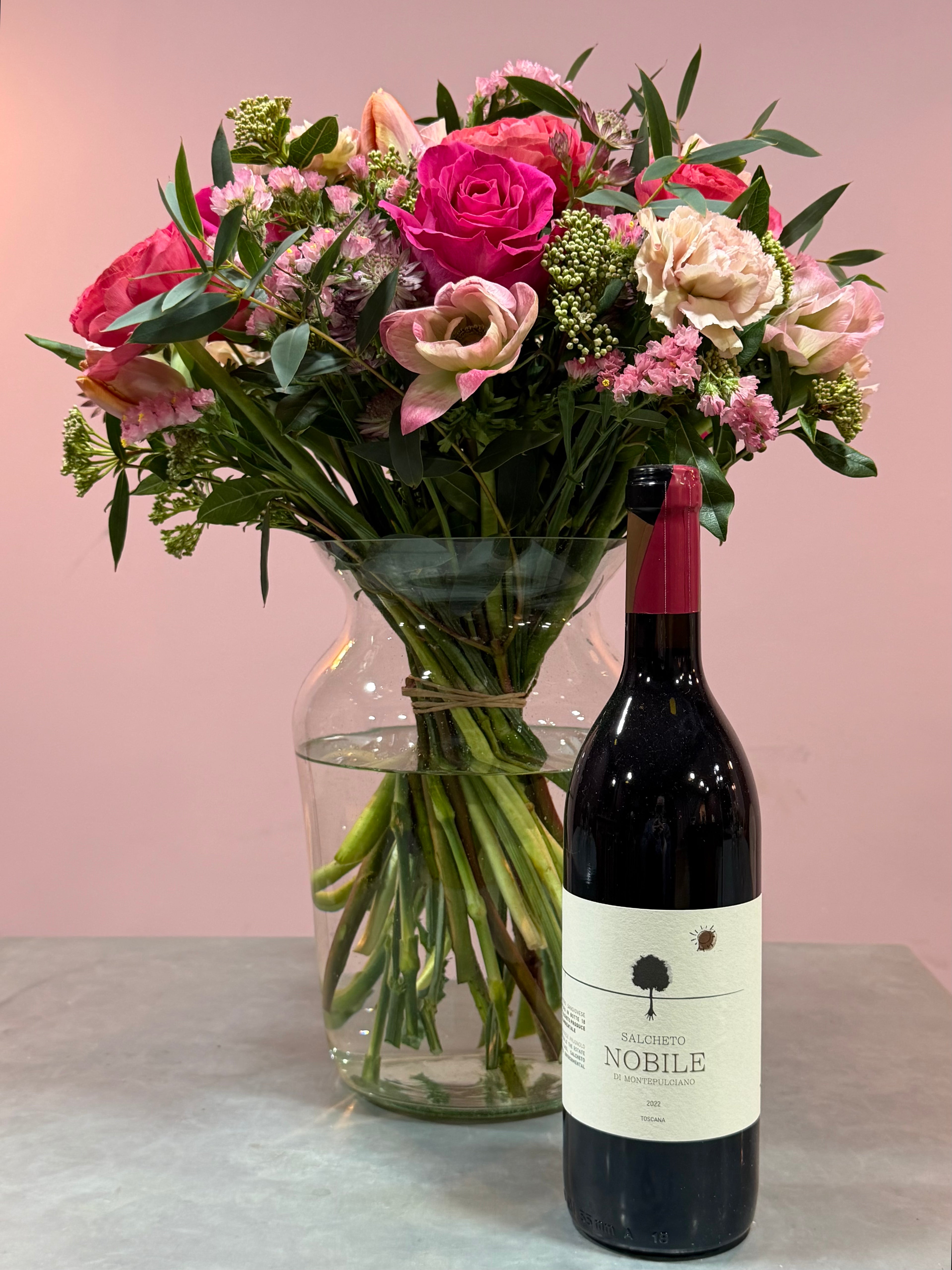 "The Perfect Pair" Bouquet and Bottle